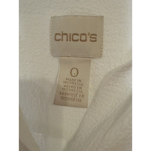 Chico’s White Tunic Blouse Women’s 0 (US 4) Long Sleeve Button Front Roll Tab - Picture 3 of 8